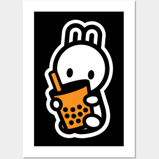 Bunny Rabbit Bubble Thai Milk Tea Boba Pearl Drink Animal Posters and Art